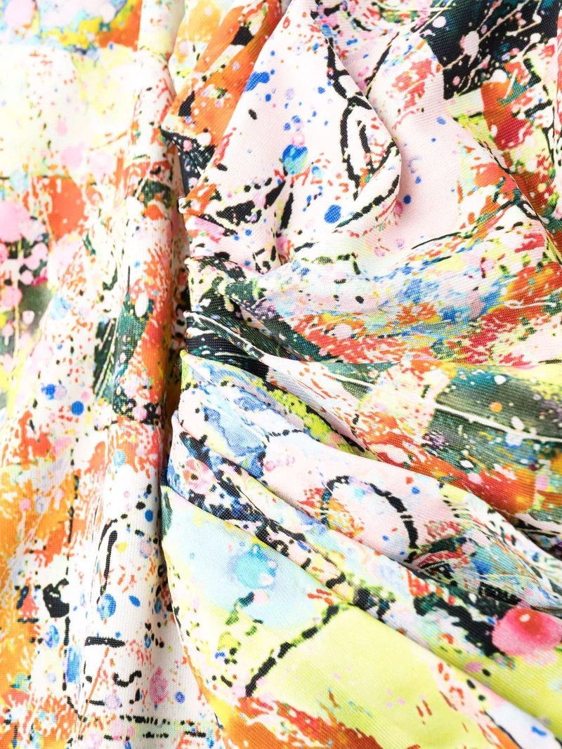 abstract-print gathered-detail midi dress 7