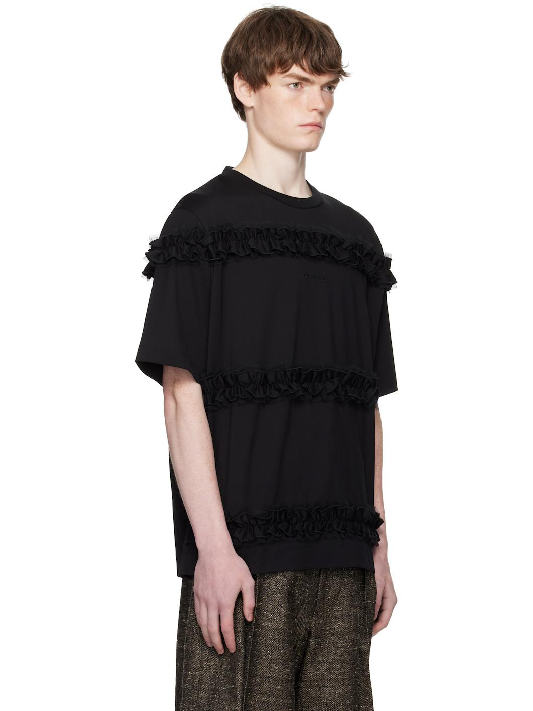 Black Ruffle Frill T-shirt - 2