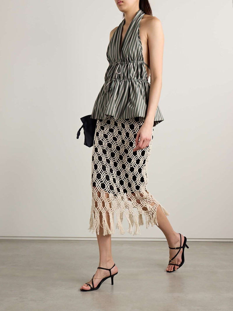 diotima Sparrow fringed crocheted cotton midi skirt Ivory outlook