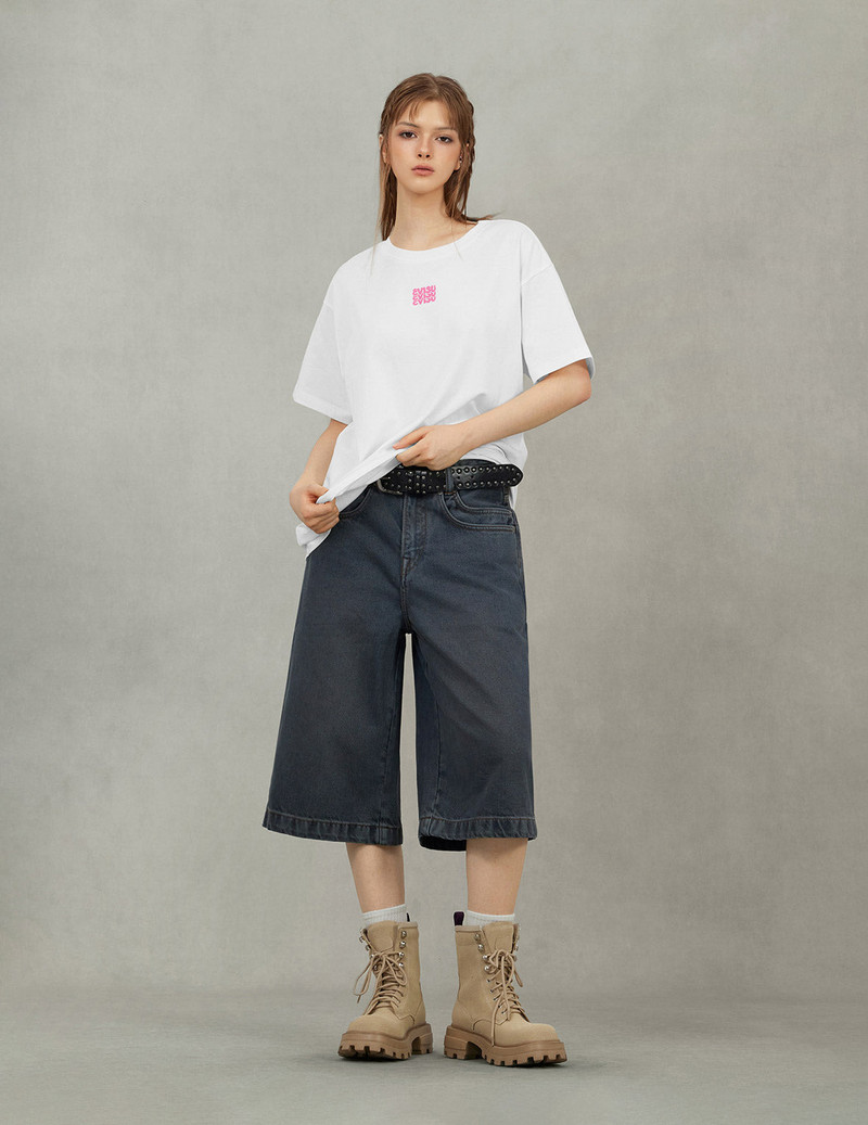 Logo and Graffiti Daicock Print Boyfriend T-Shirt 7