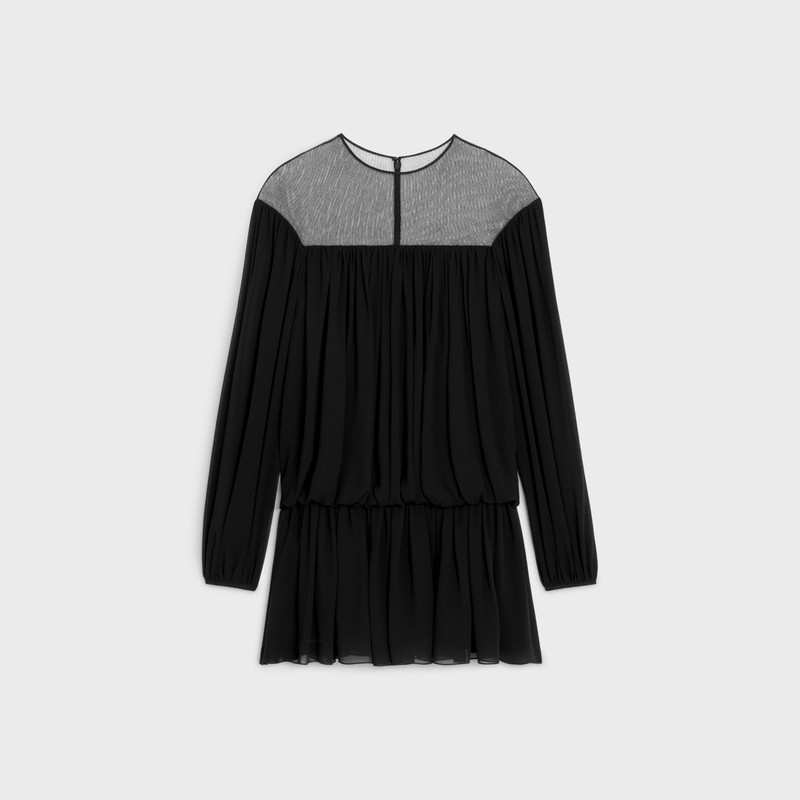 gathered mini dress in silk georgette 1