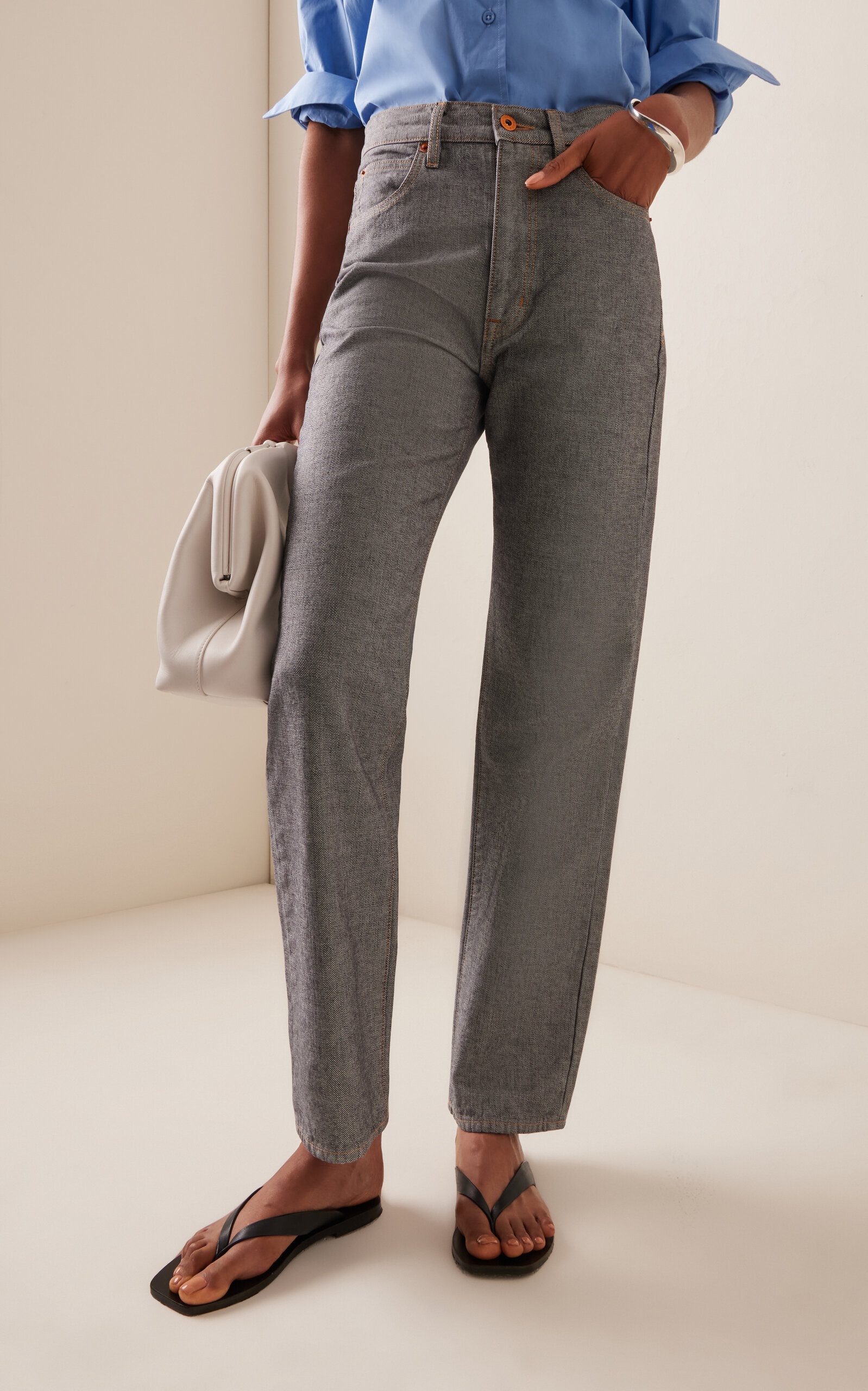 London Rigid High-Rise Straight-Leg Jeans grey - 3