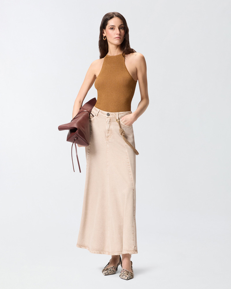 DENIM MIDI SKIRT WITH JEWEL CORD 3