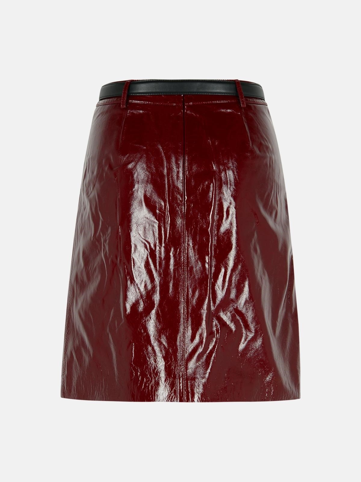 BURGUNDY LEATHER MINISKIRT - 3