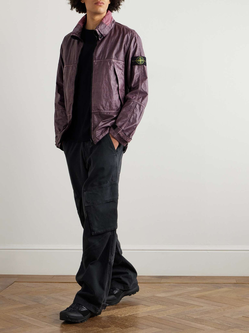 Stone Island Logo-Appliquéd Garment-Dyed Lino Gommato Jacket outlook