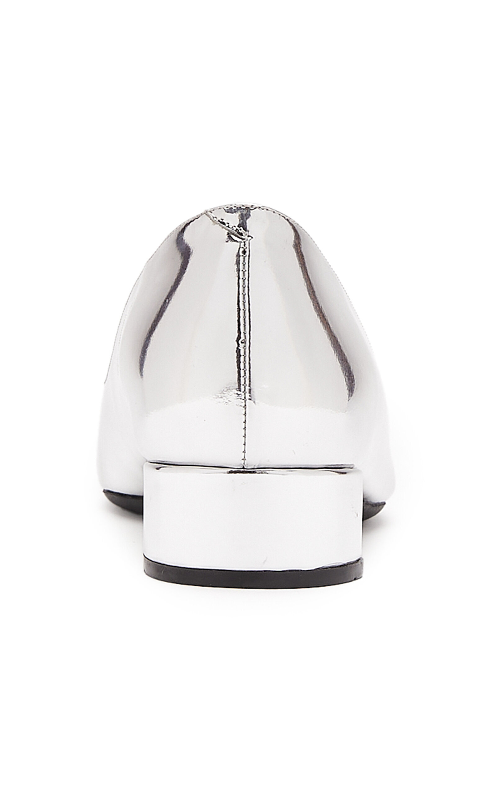 Roundy Decollette Mirrored Leather Flats silver - 4