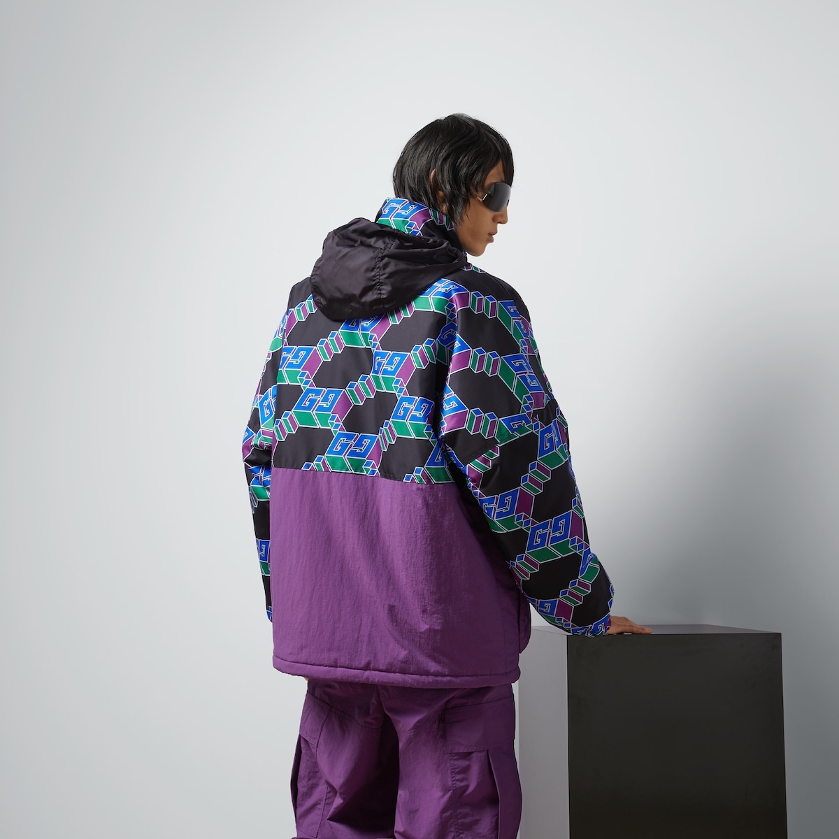 Square GG nylon canvas coat - 7