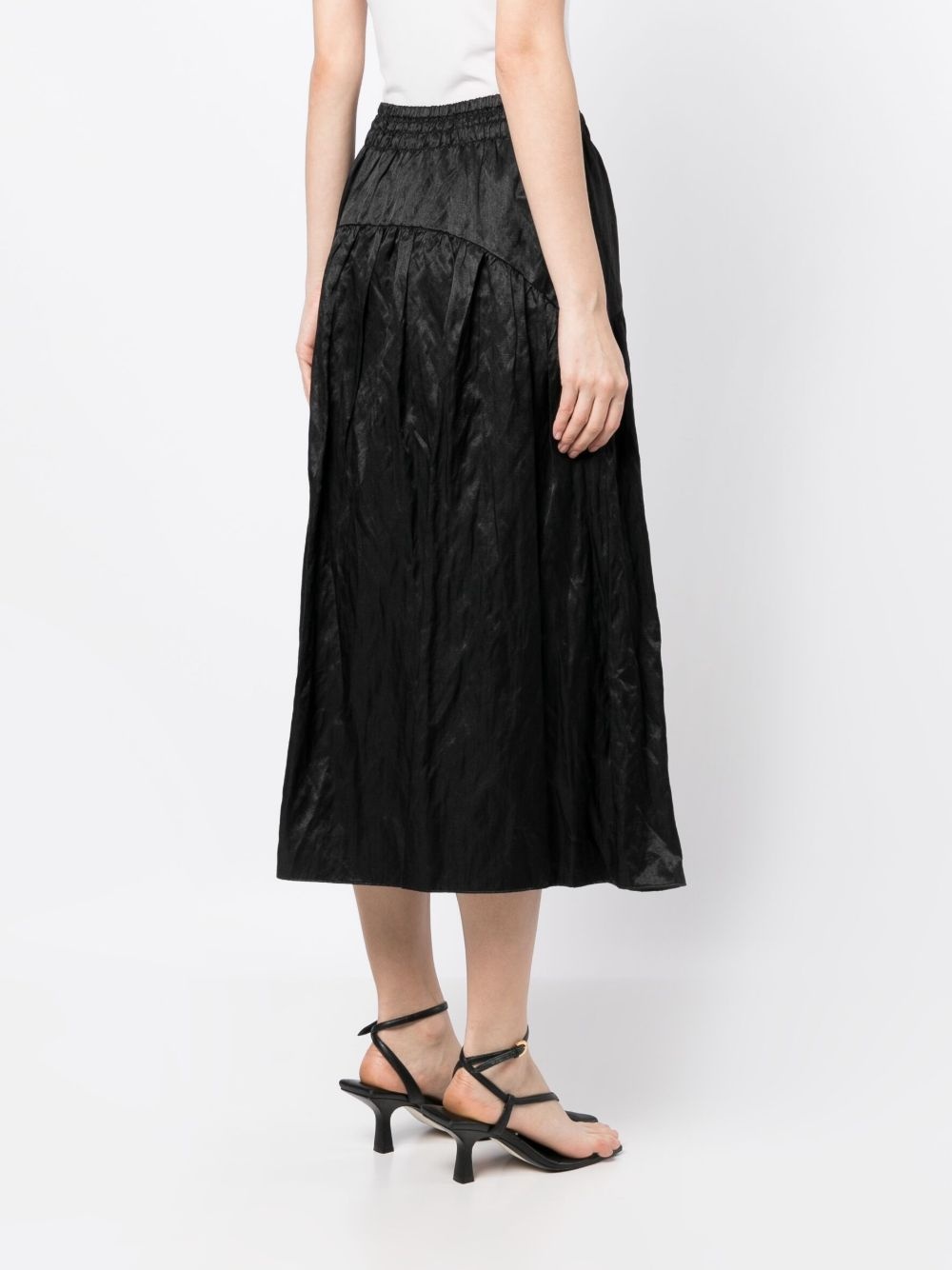 elasticated-waist gathered midi skirt - 4
