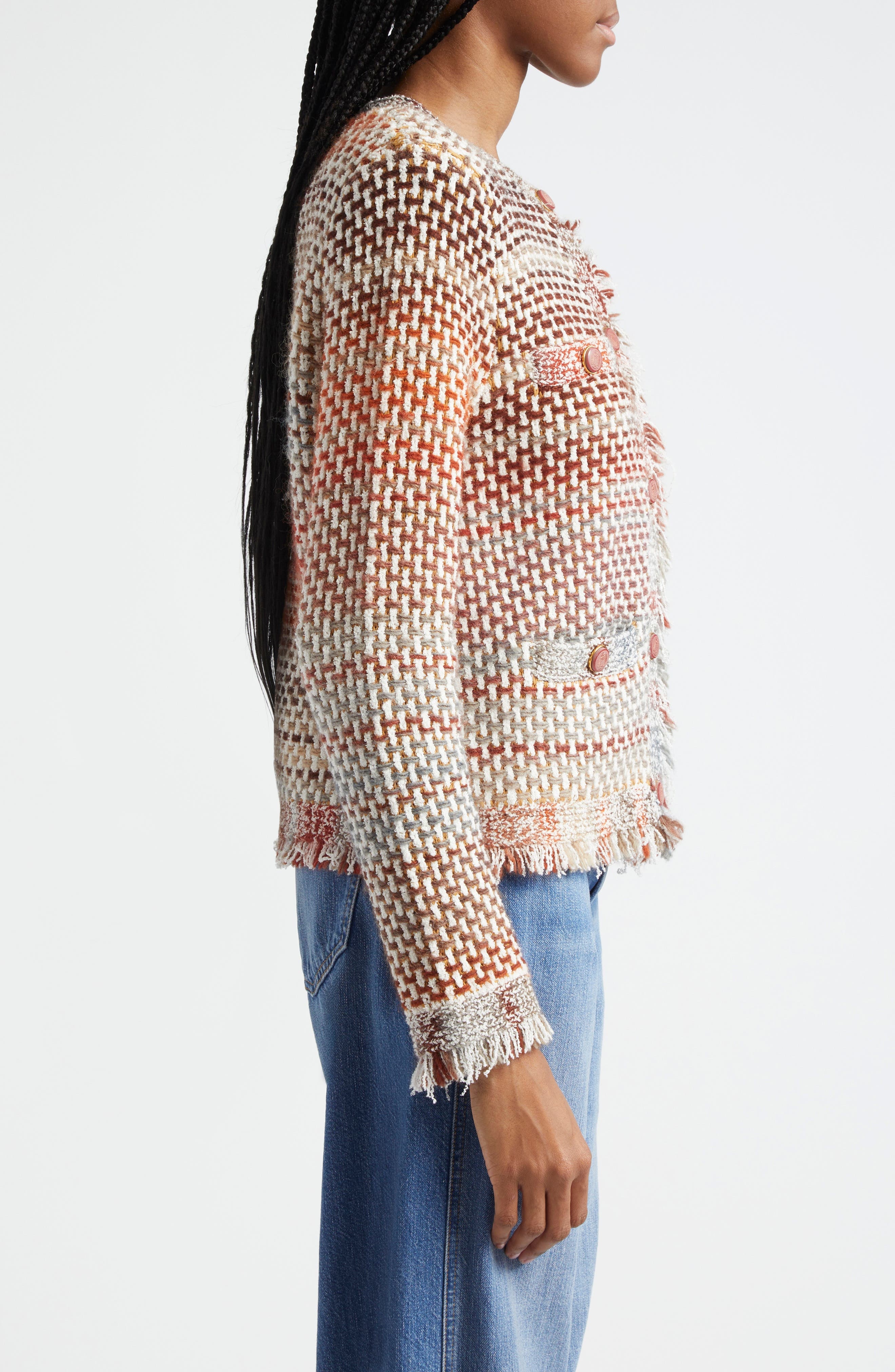 Veronica Beard Sariyah Ombré Knit Jacket in Red Multi at Nordstrom - 3