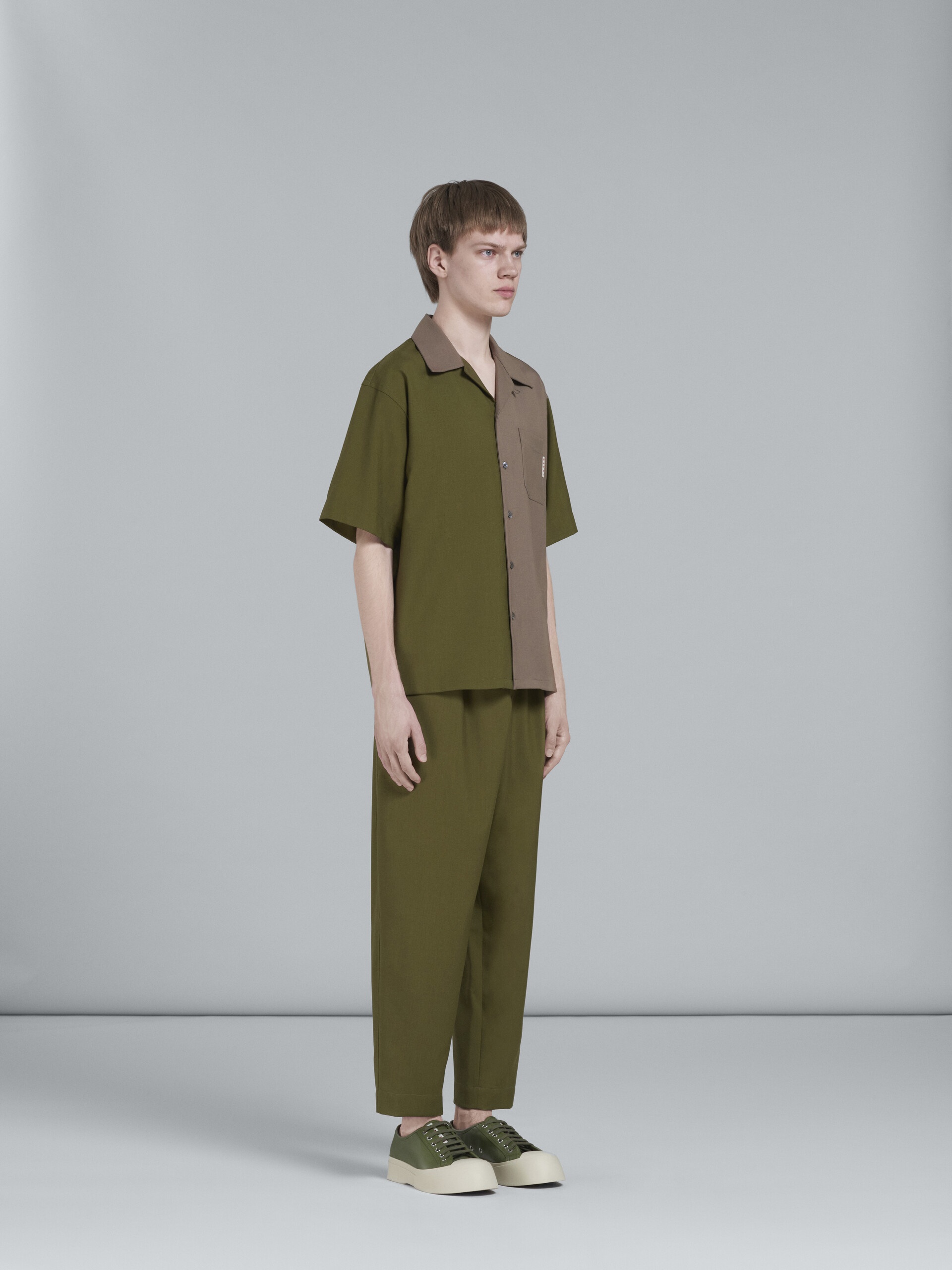 GREEN TROPICAL WOOL CROPPED TROUSERS - 5