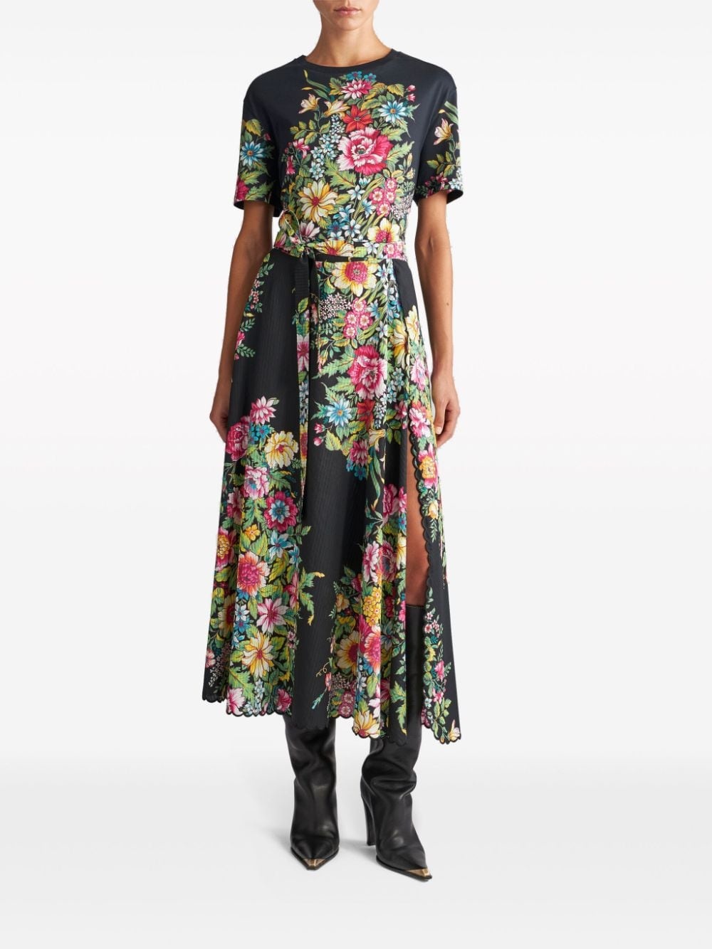 floral-print cotton-blend midi skirt - 2