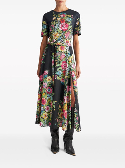 Etro floral-print cotton-blend midi skirt outlook