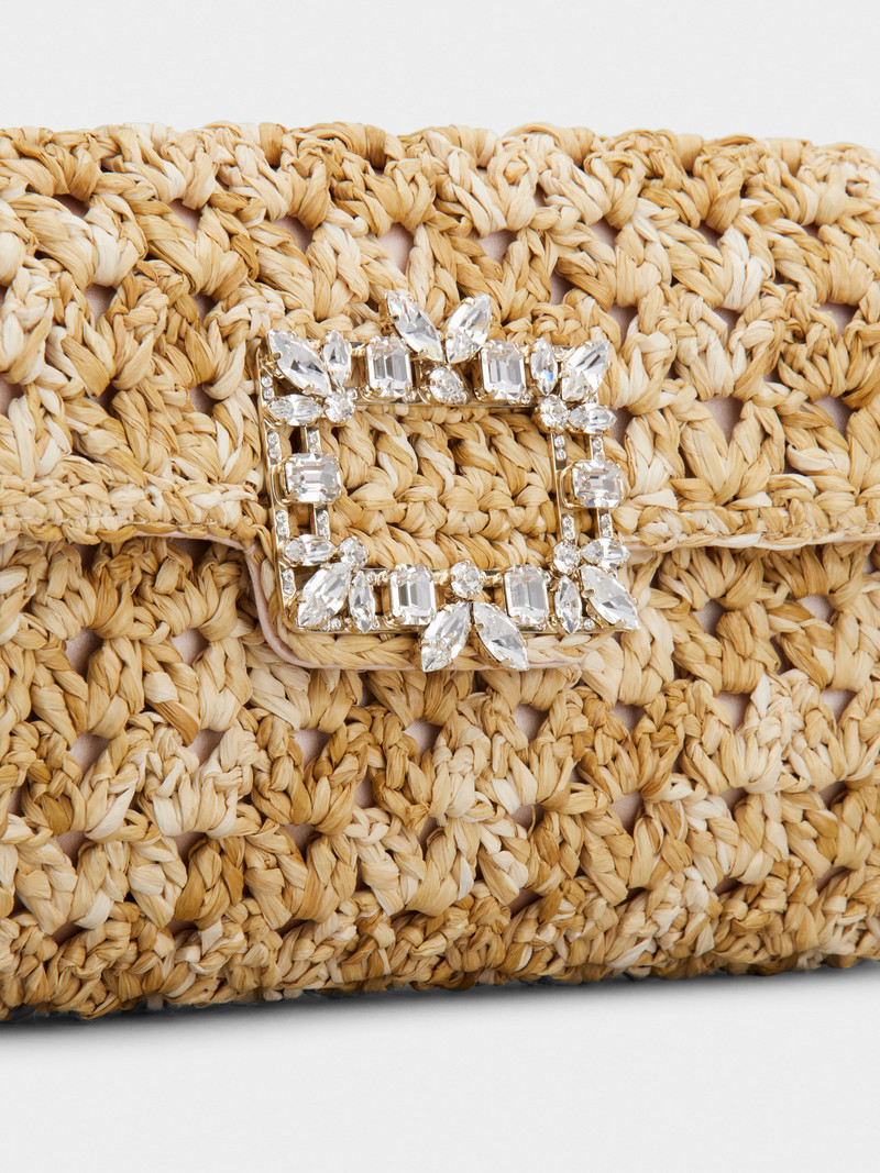 Broche Vivier Buckle Crochet Clutch in Raffia 7