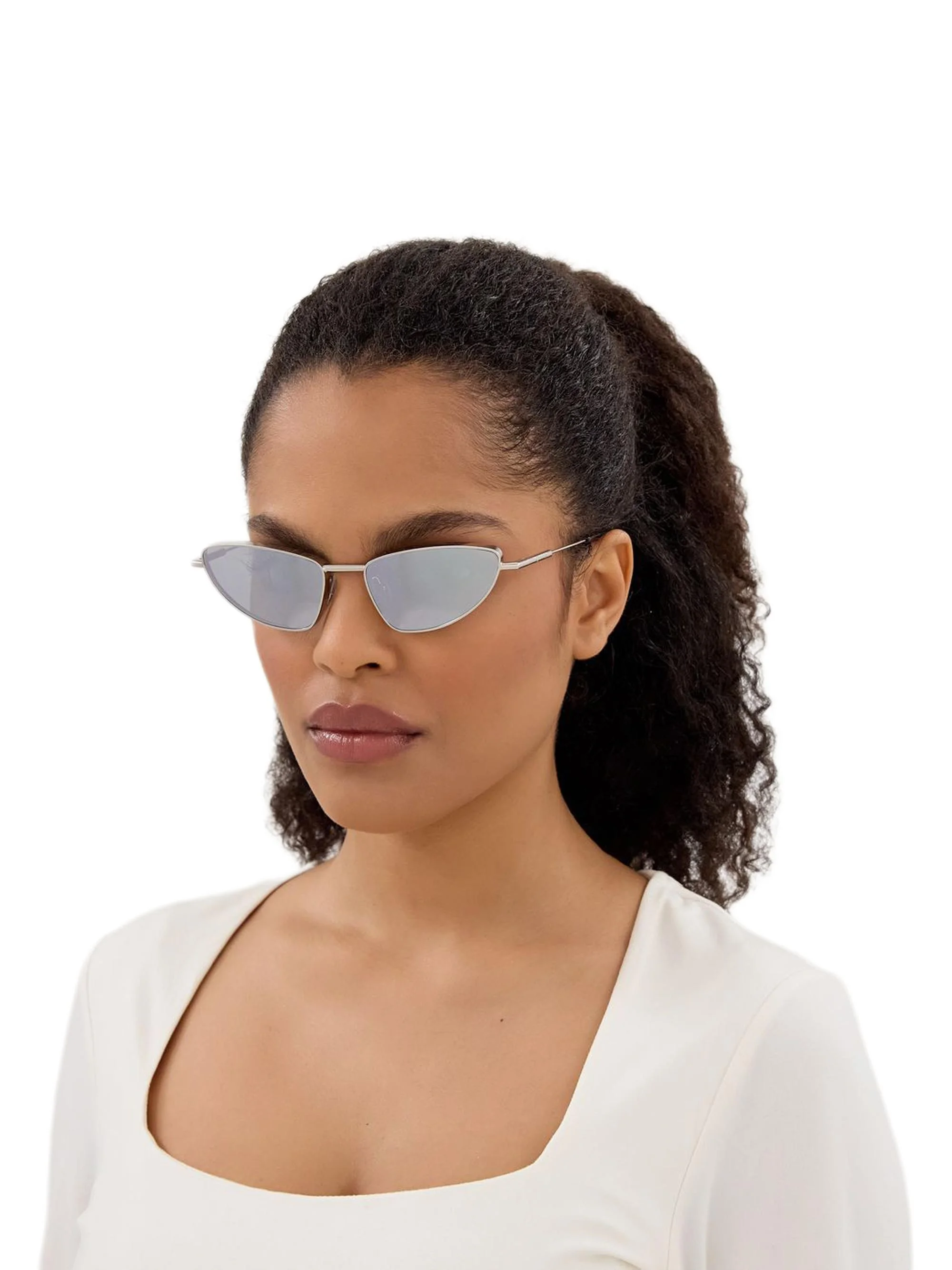Women's Metal T-Bar 56MM Cat-Eye Sunglasses - Silver - 1