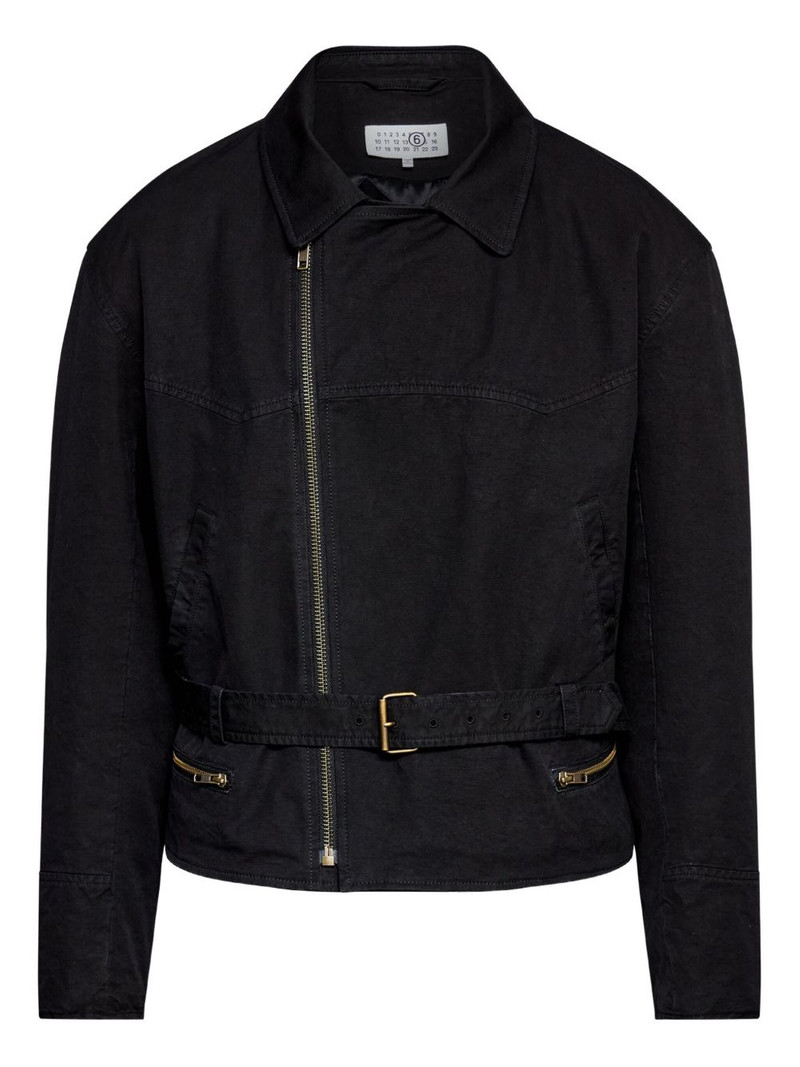 belted asymmetrical-zip jacket 1