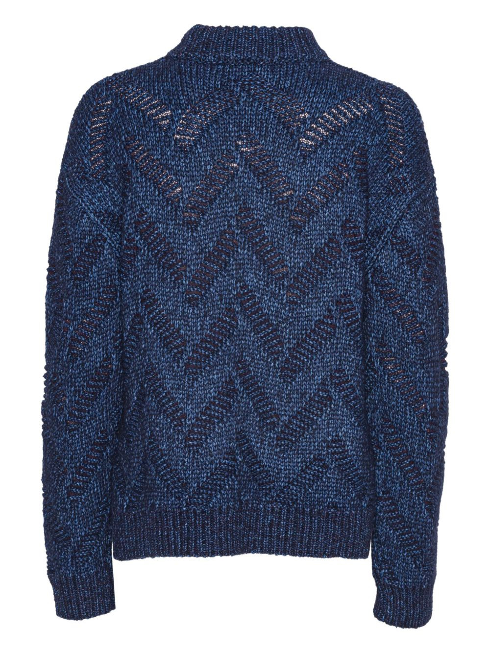 high-neck open-knit sweater - 2