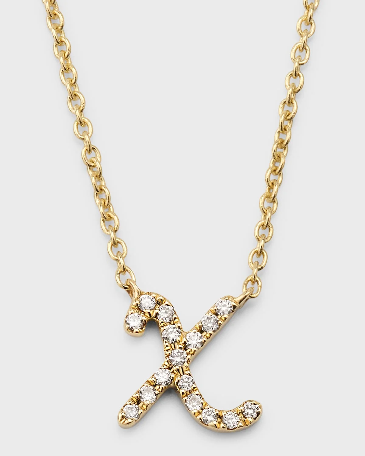 14k Diamond Pave Initial Necklace - 1