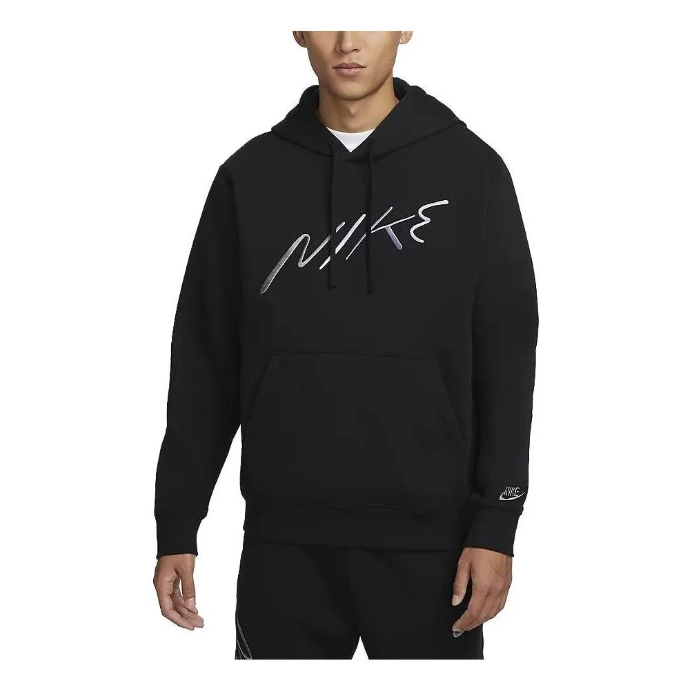 Nike Club Fleece Logo Hoodie 'Black White' FB7489-010 - 1