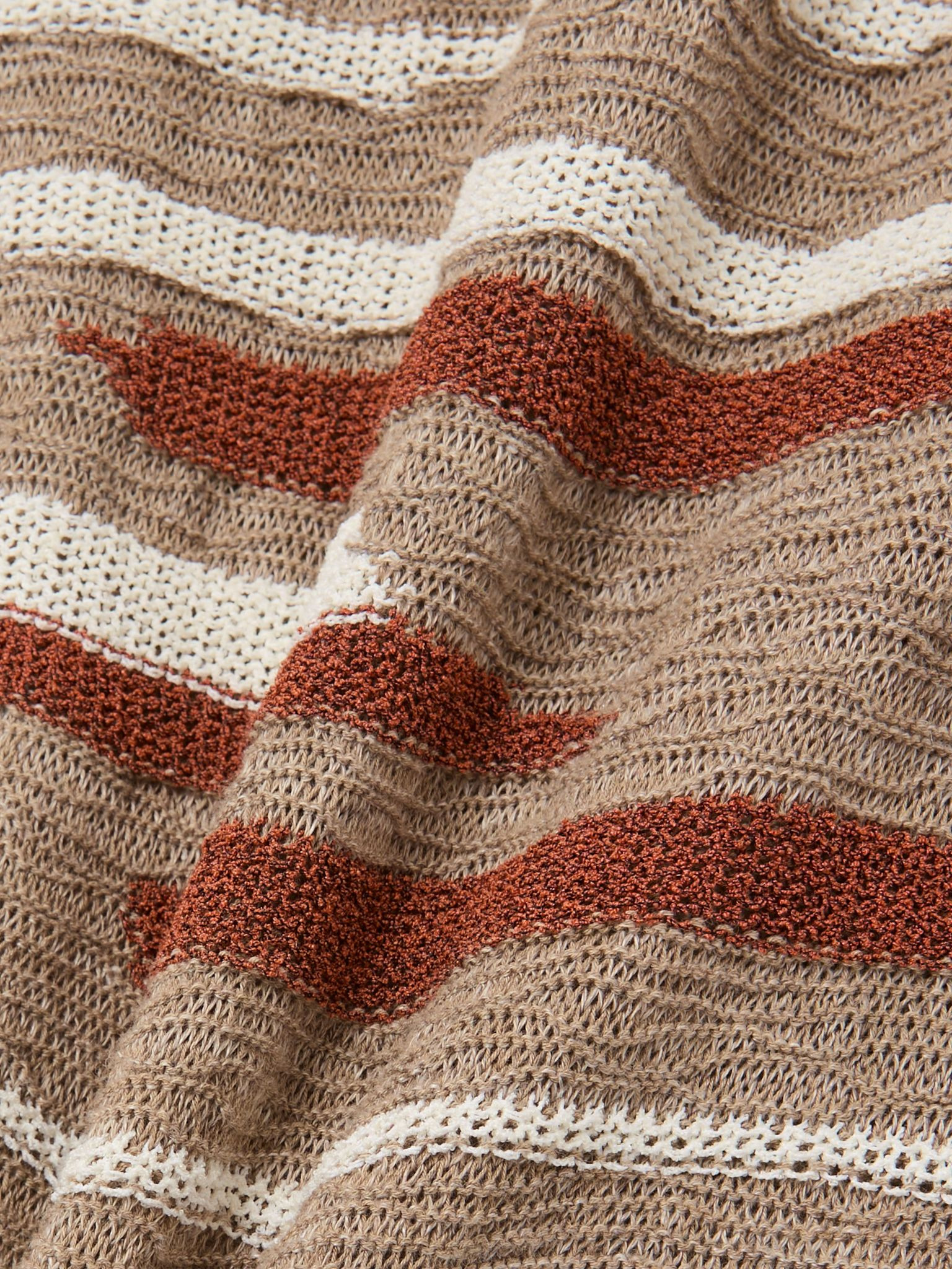 Striped jacquard-knit linen and cotton-blend sweater Stone - 4