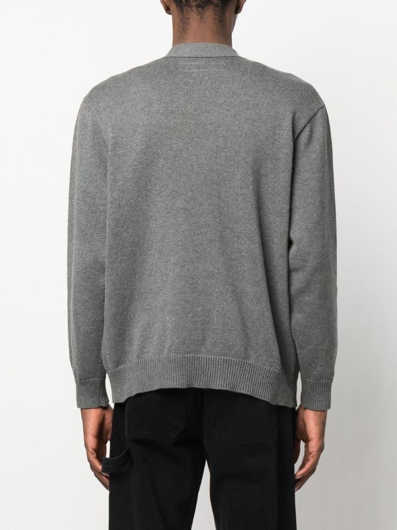 logo-patch cotton cardigan - 4