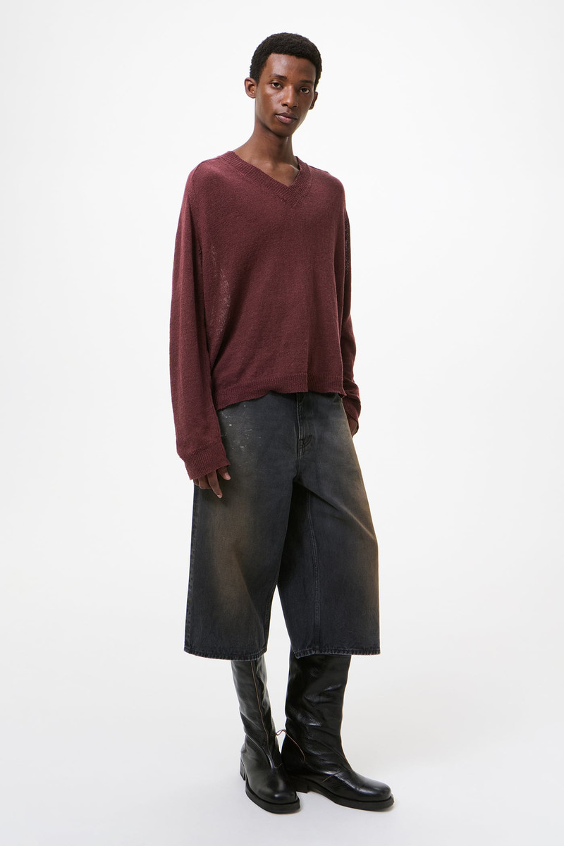 Our Legacy Rue V-Neck Cabernet Cyclone Linen outlook