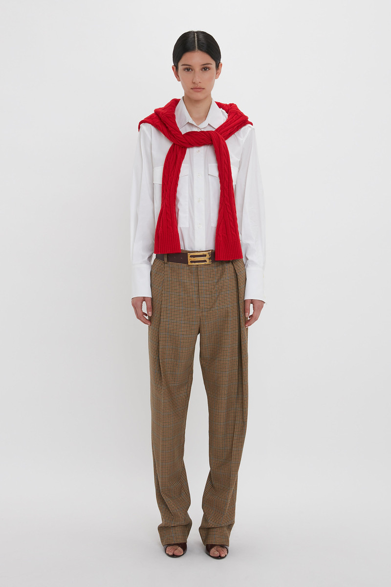 Victoria Beckham Asymmetric Chino Trouser In Tobacco outlook