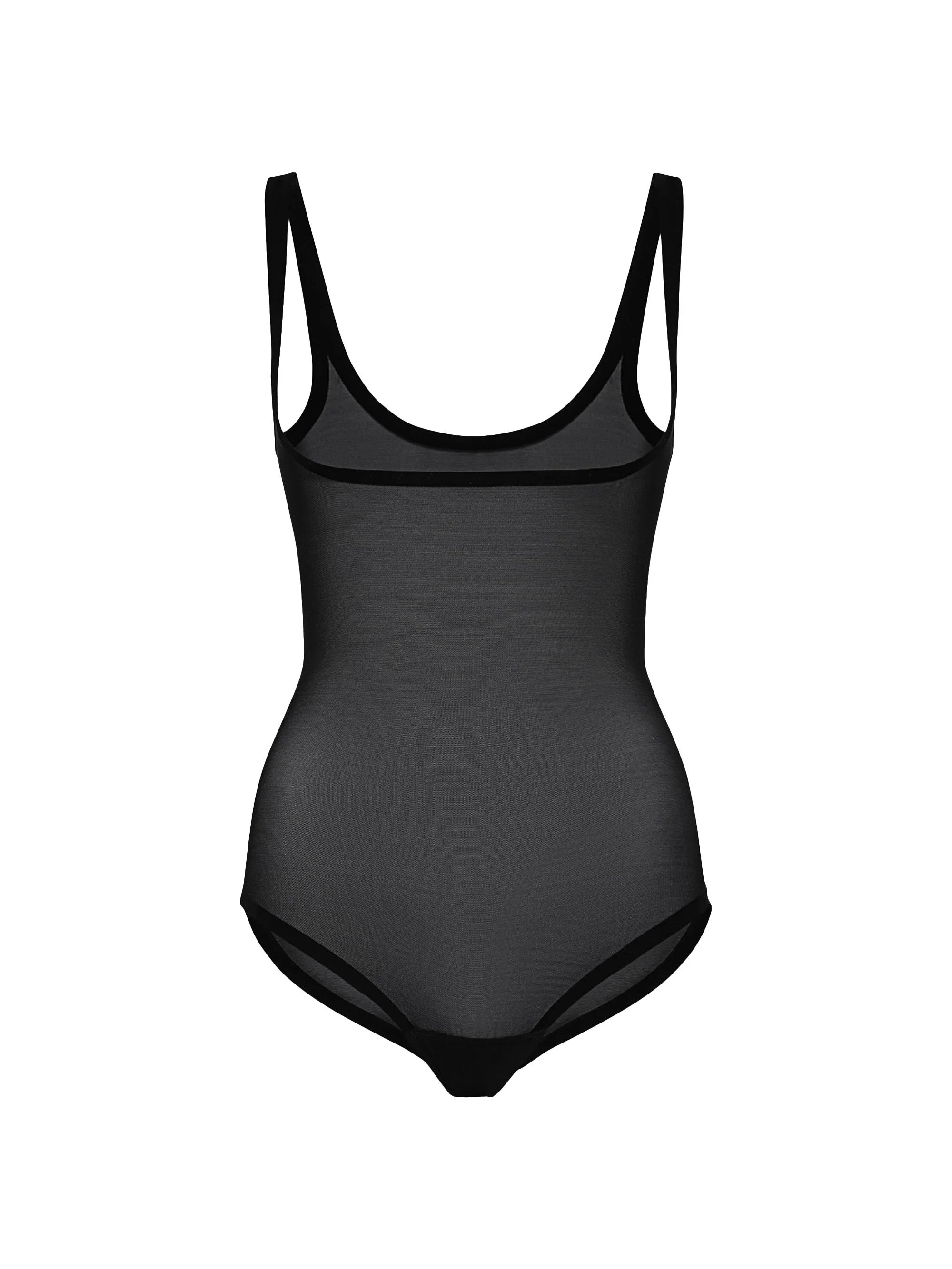 Women's Formfitting Sheer Tulle Bodysuit - Black - 1