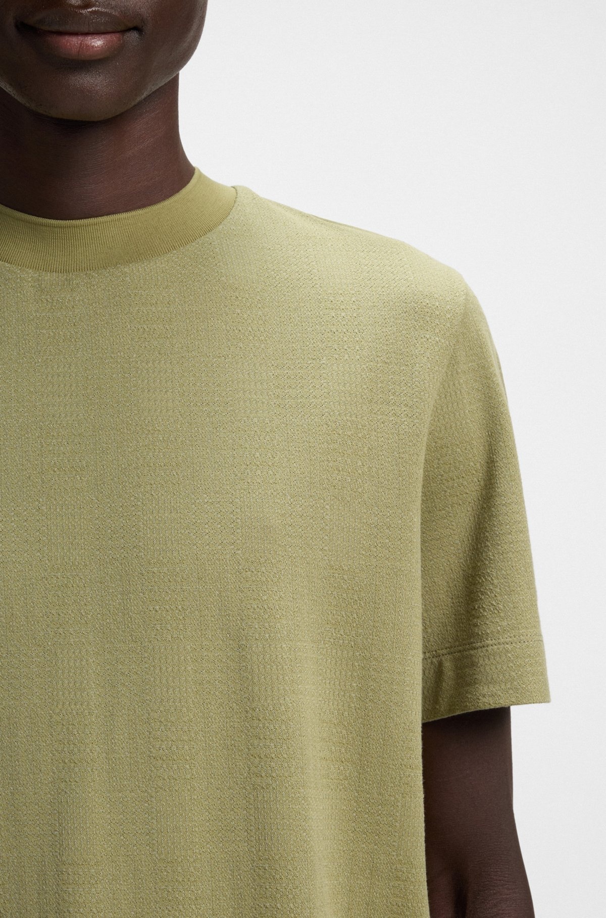 COTTON-SILK T-SHIRT WITH PRINCE OF WALES CHECK - 3