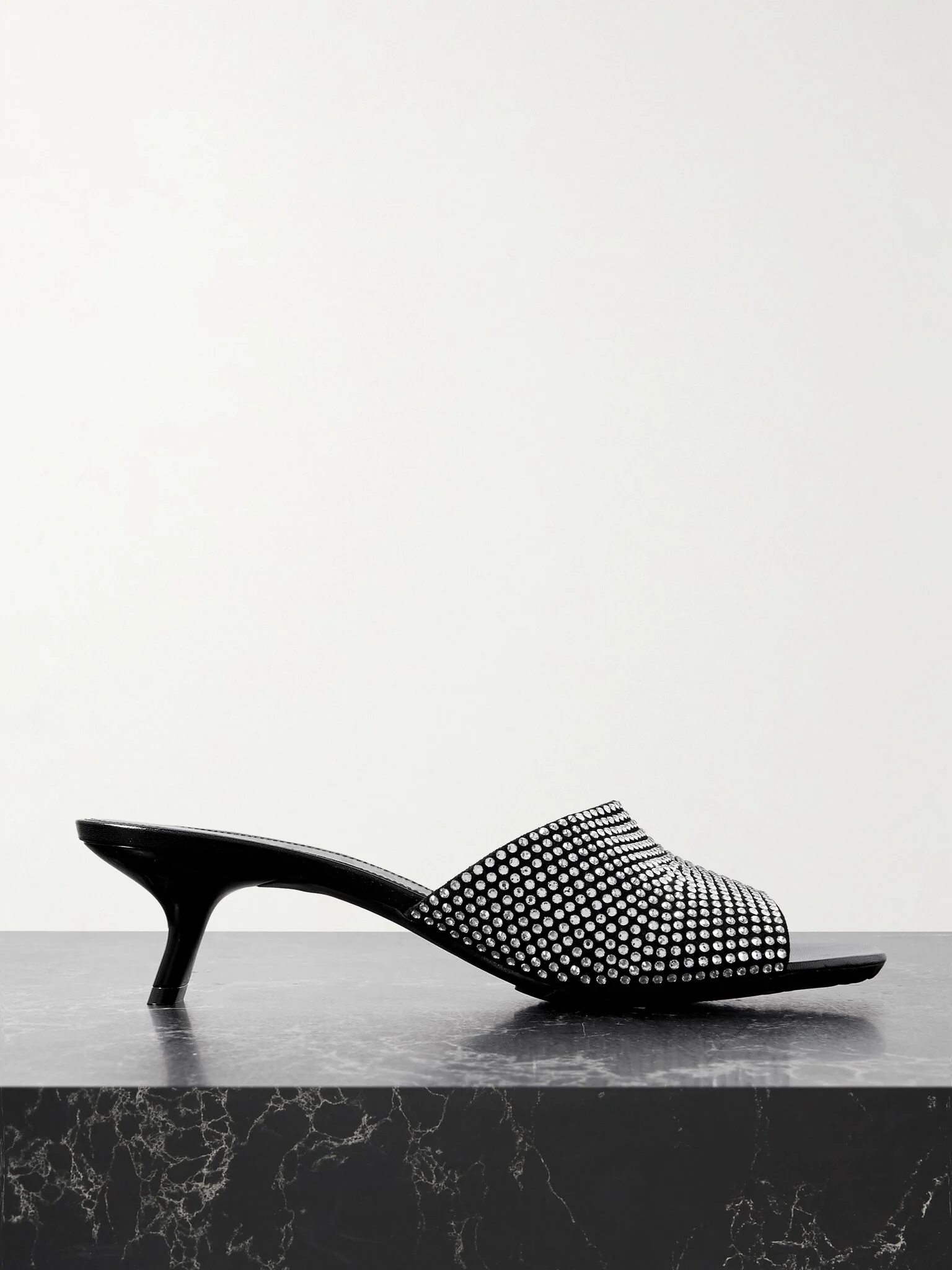 Petal crystal-embellished suede mules Black - 1