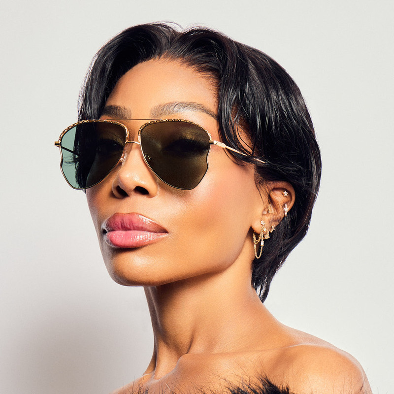 Kika Mendoza Sunglasses in Gold and Green 3