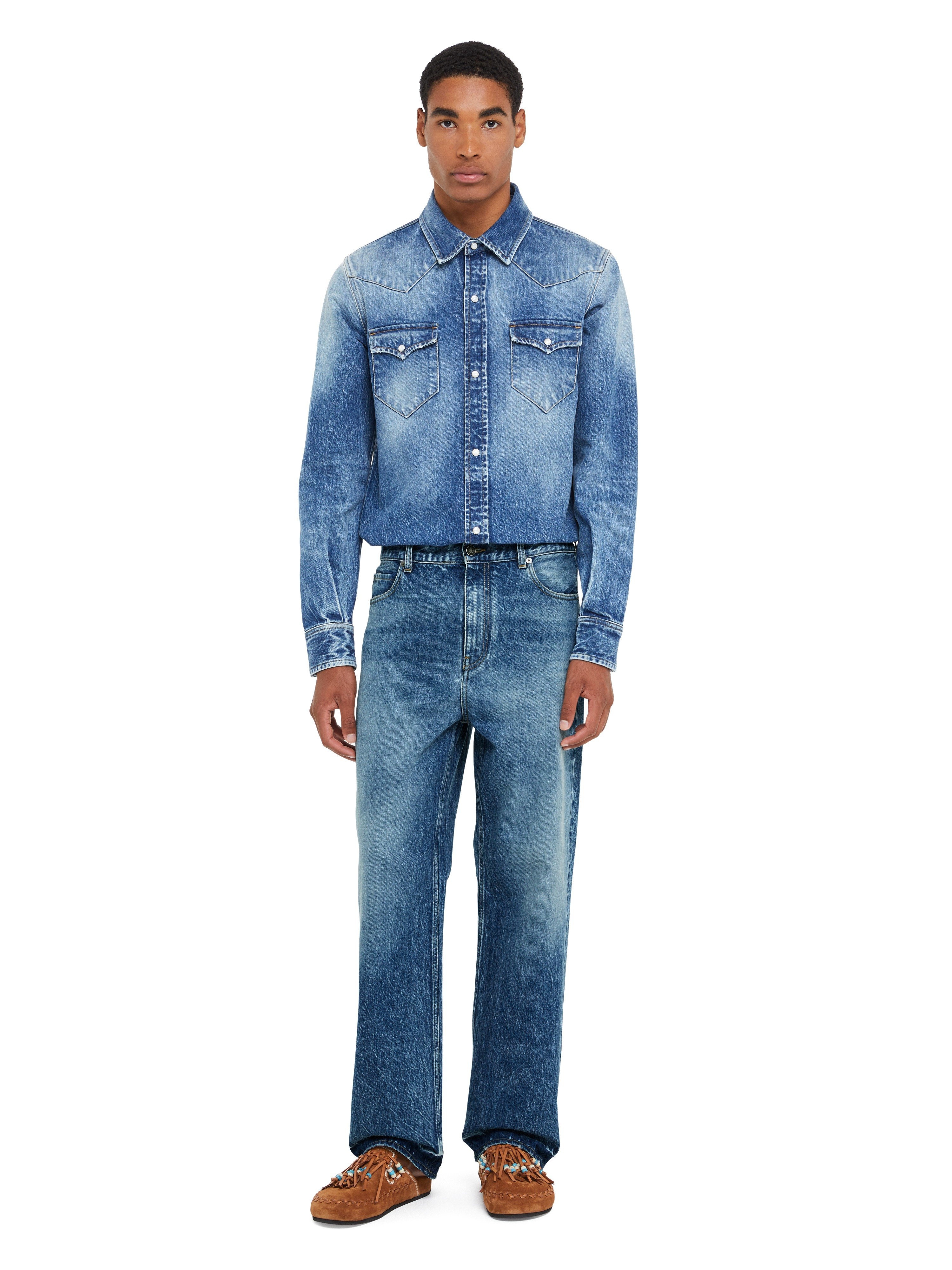 Medium Wash Denim Pants - 4