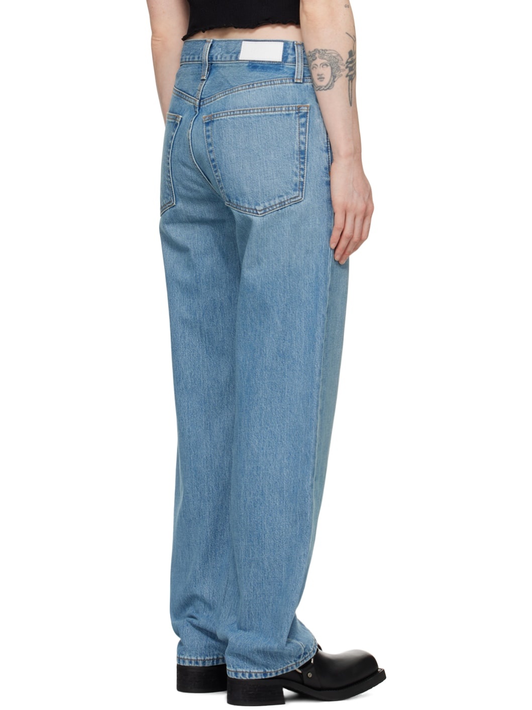 Blue Loose Longish Jeans - 3