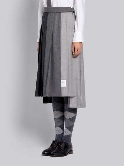 Thom Browne Dark Grey Fun-mix Super 120s Wool Flannel Below Knee Pleated Skirt outlook