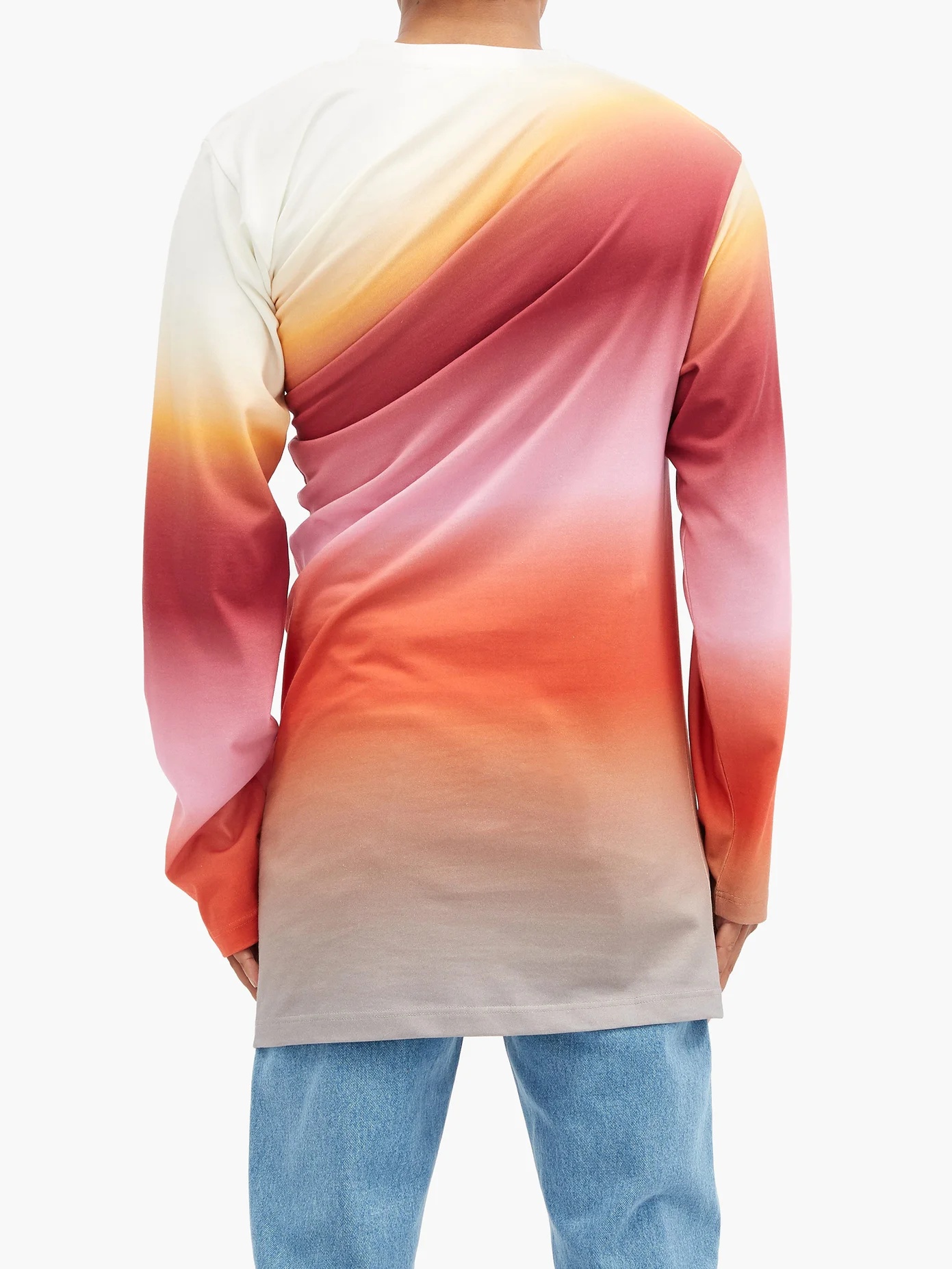 Twisted gradient-cotton long-sleeved T-shirt - 5