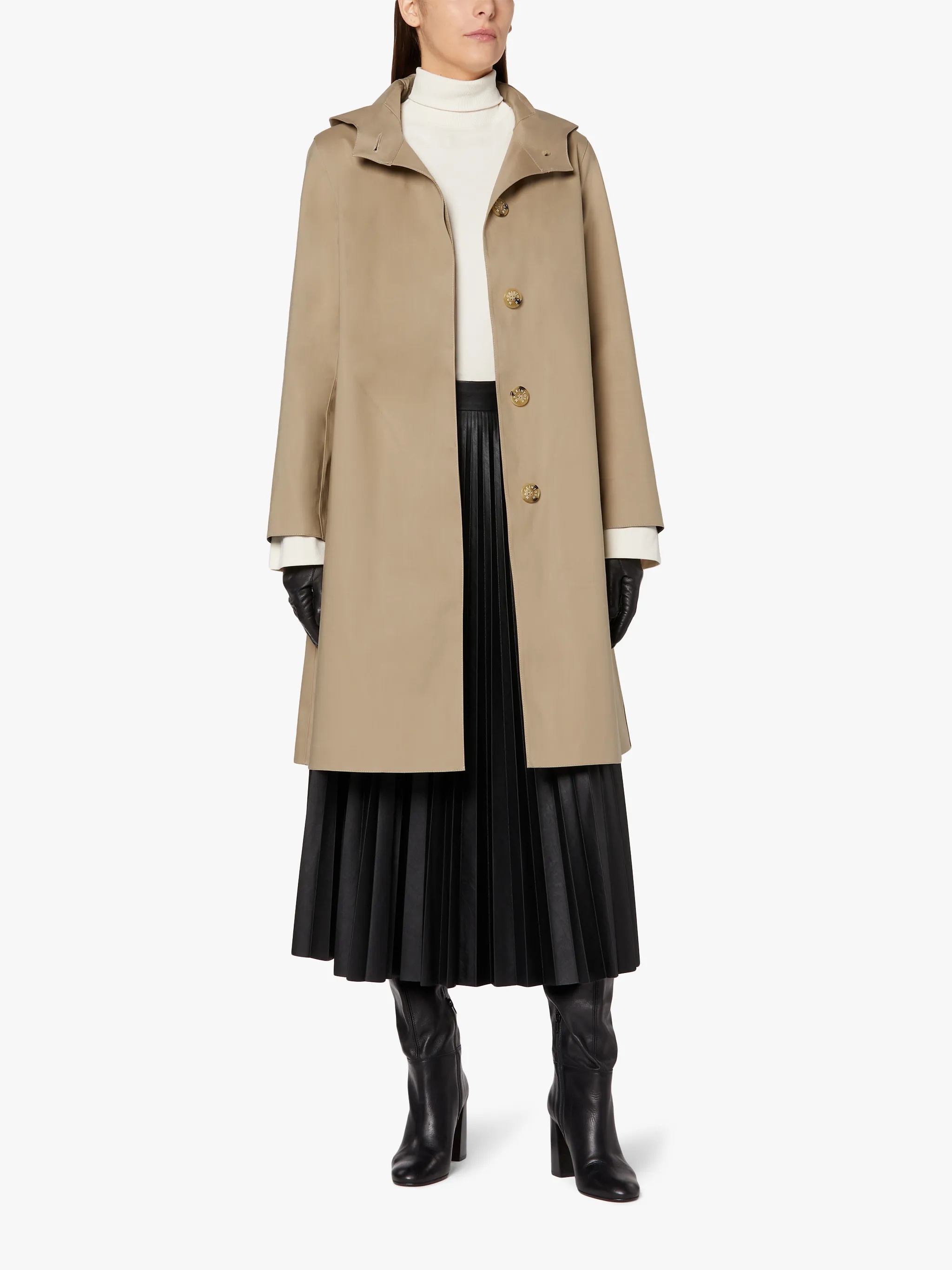 WATTEN FAWN BONDED COTTON HOODED COAT | LR-1023 - 2