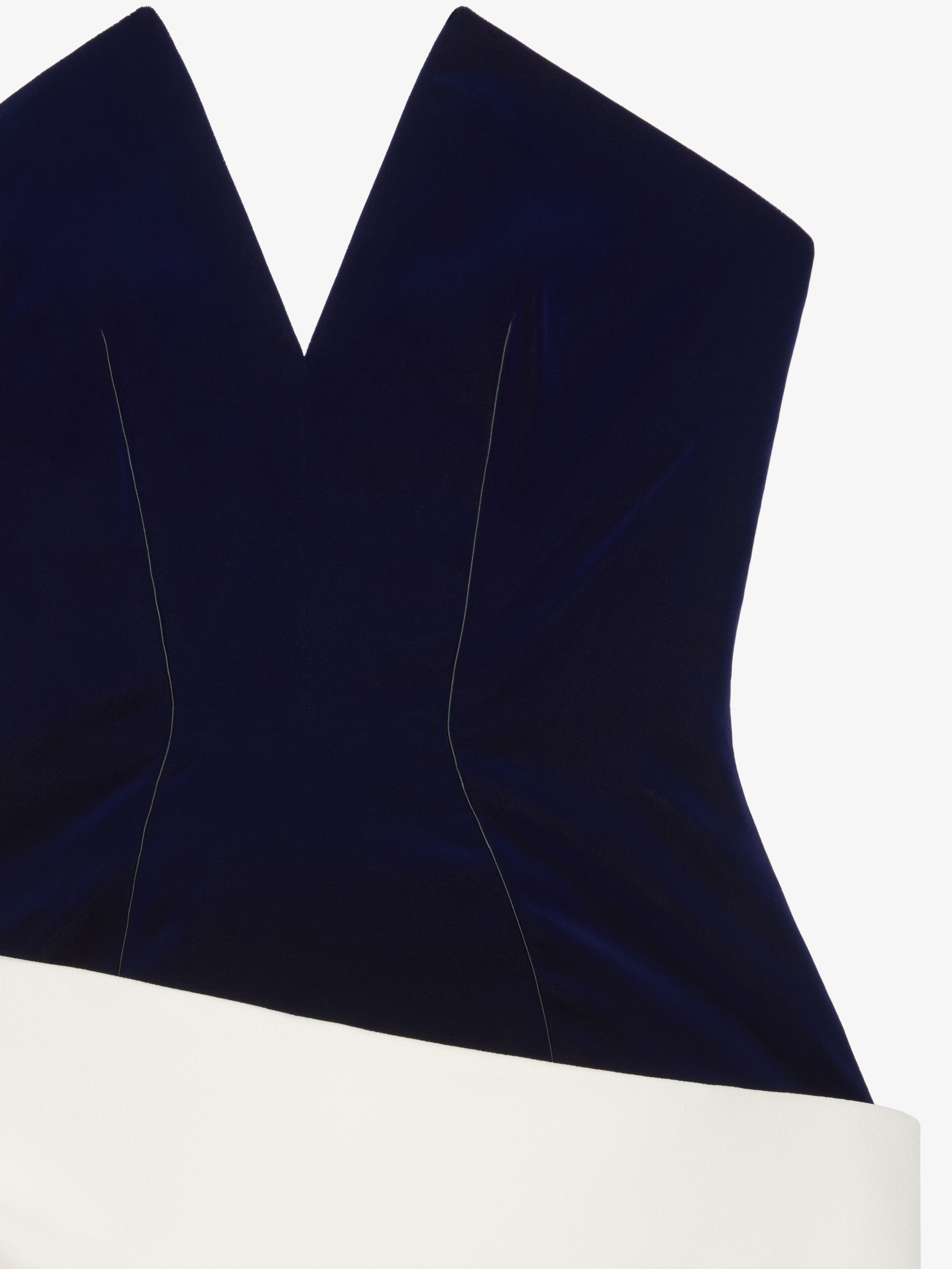 BI-MATERIAL BUSTIER ASYMMETRIC DRESS - 5