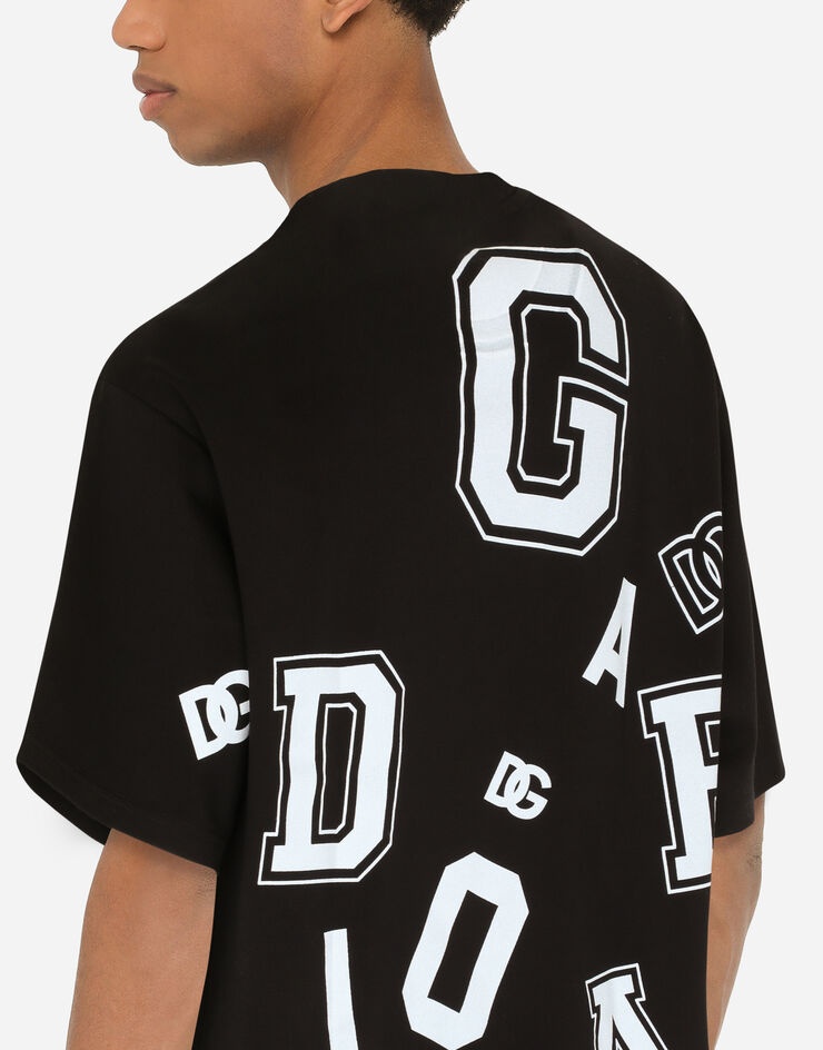 Cotton T-shirt with all-over DG logo print - 5