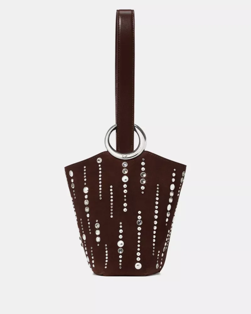 Halo Embellished Suede Mini Bucket Bag - 1