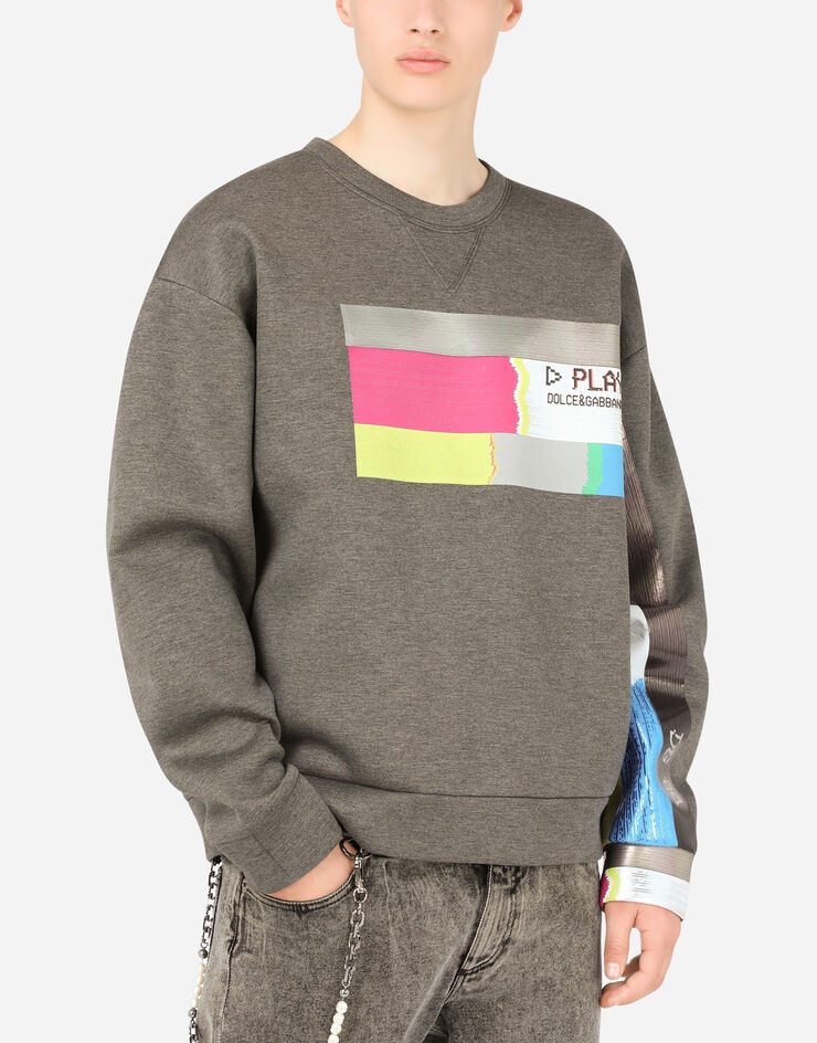 Technical jersey sweatshirt with multi-color glitch print - 4