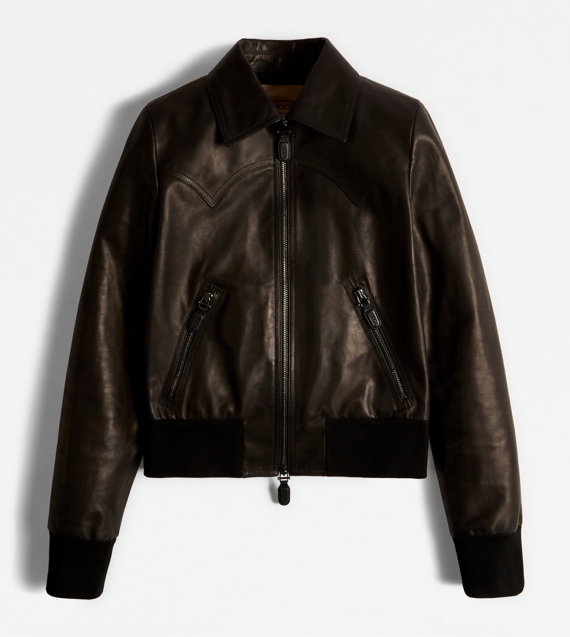 BOMBER JACKET IN LEATHER - BLACK - 1