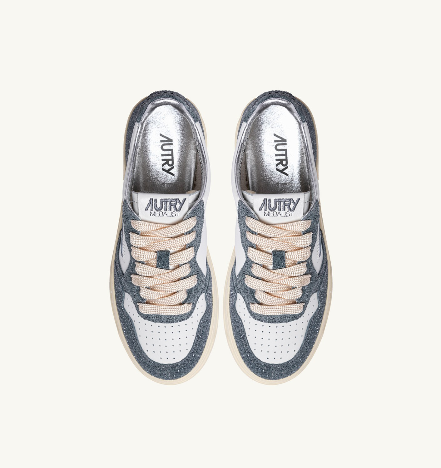 MEDALIST LOW SNEAKERS IN WHITE LEATHER AND ASH GLITTER - 6