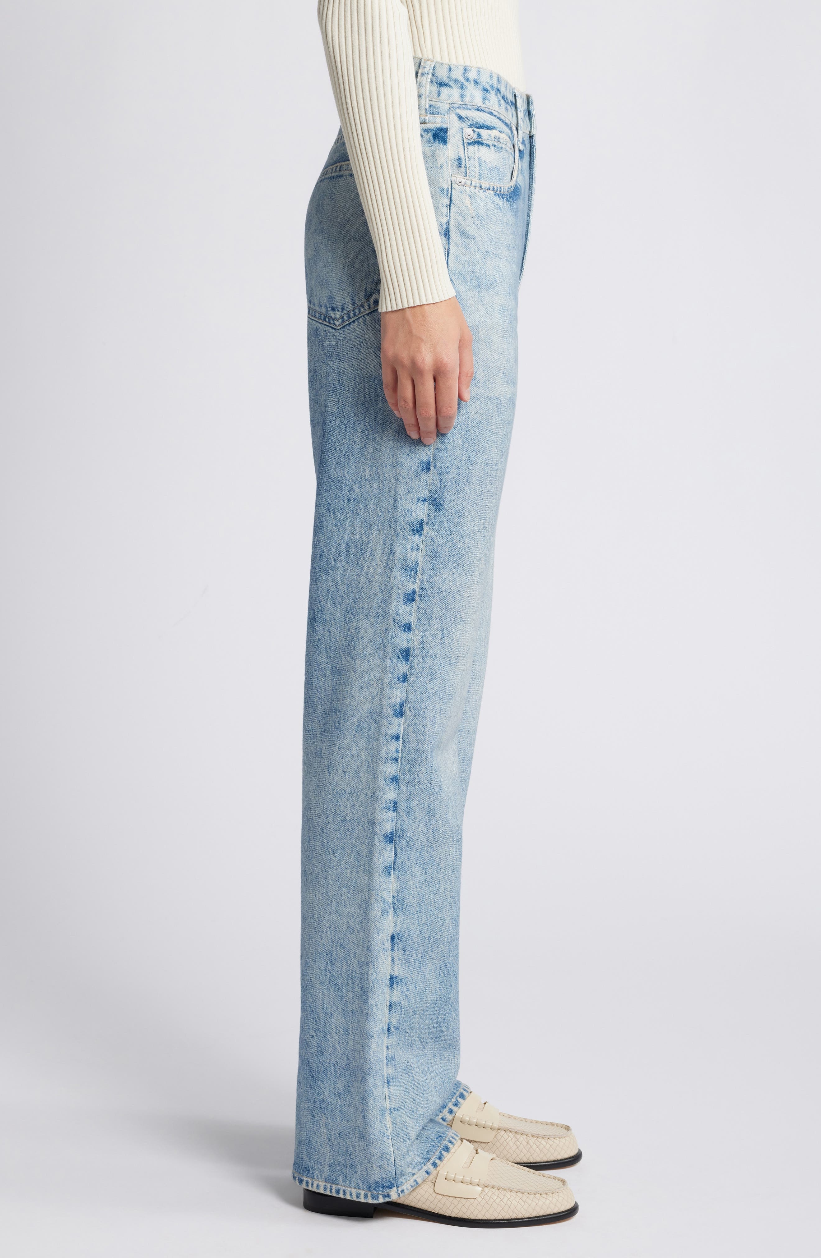 rag & bone Miramar Shea Relaxed Straight Cotton Terry Sweatpant Jeans in Riverly at Nordstrom - 3