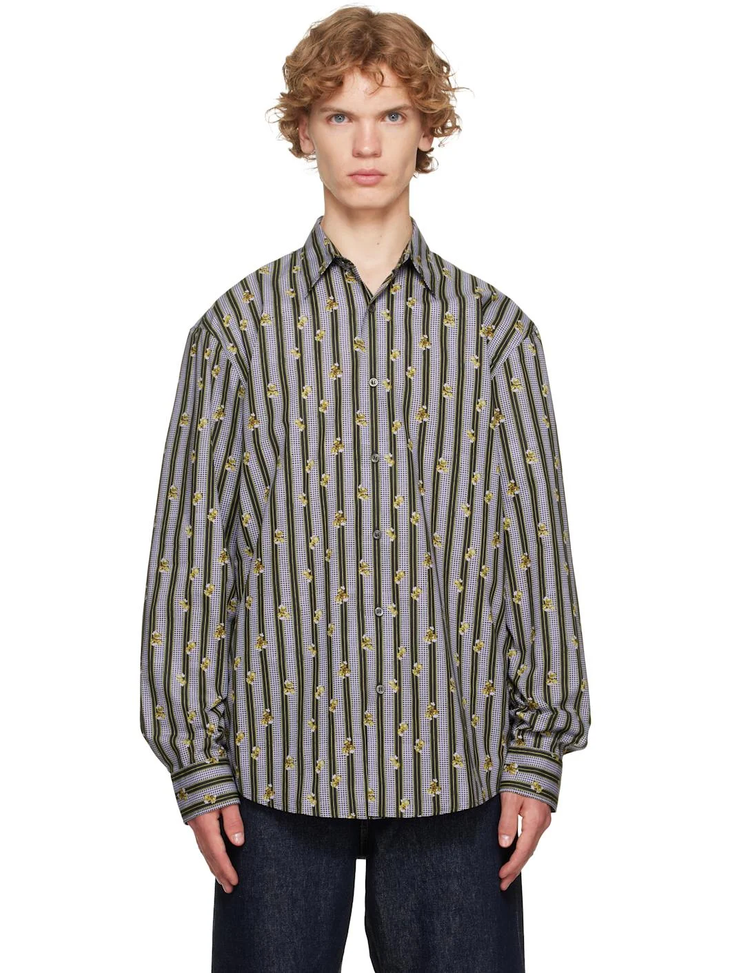 Purple & Green Cotton Shirt - 1