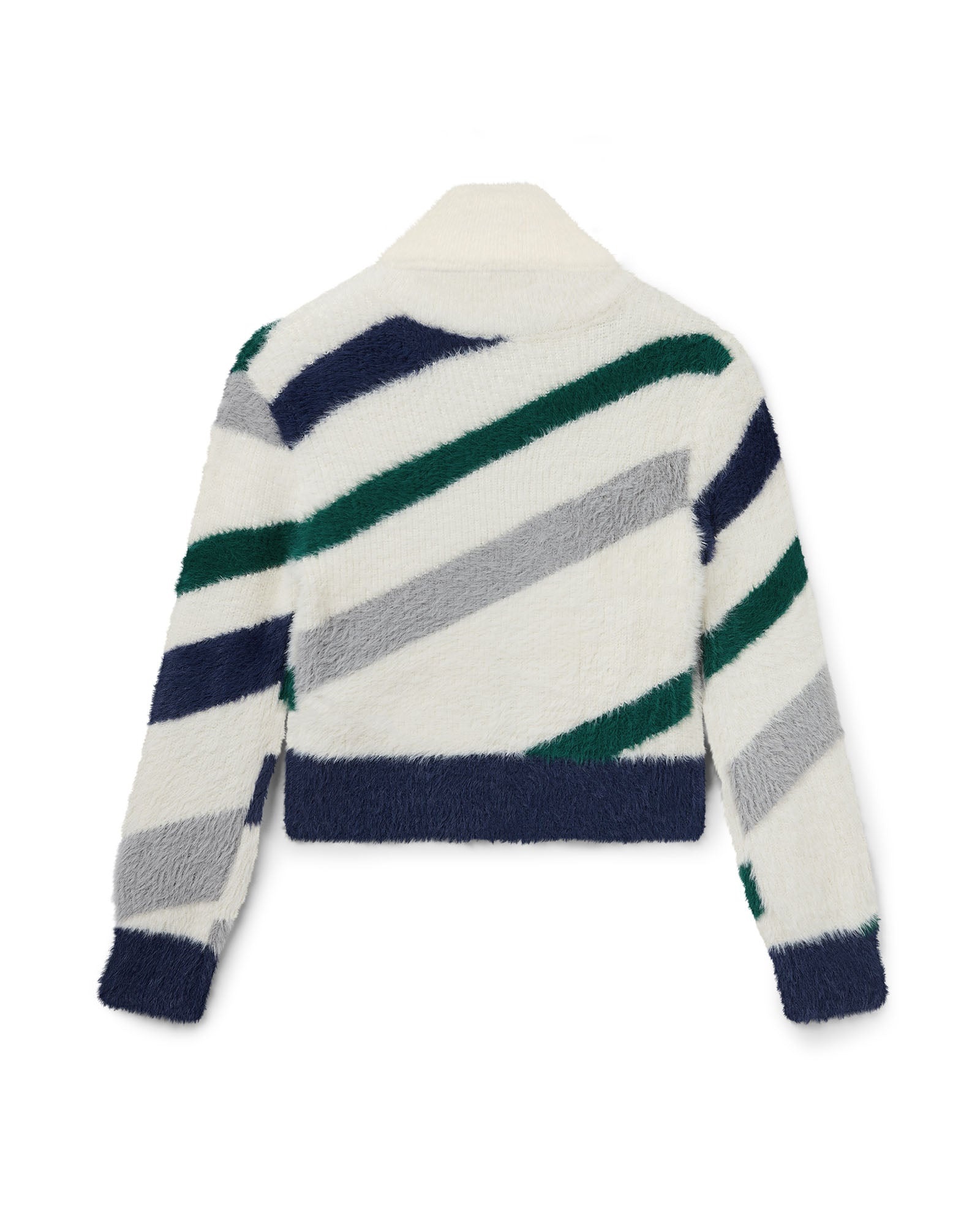 Striped Fluffy Zip Up Jumper - 2