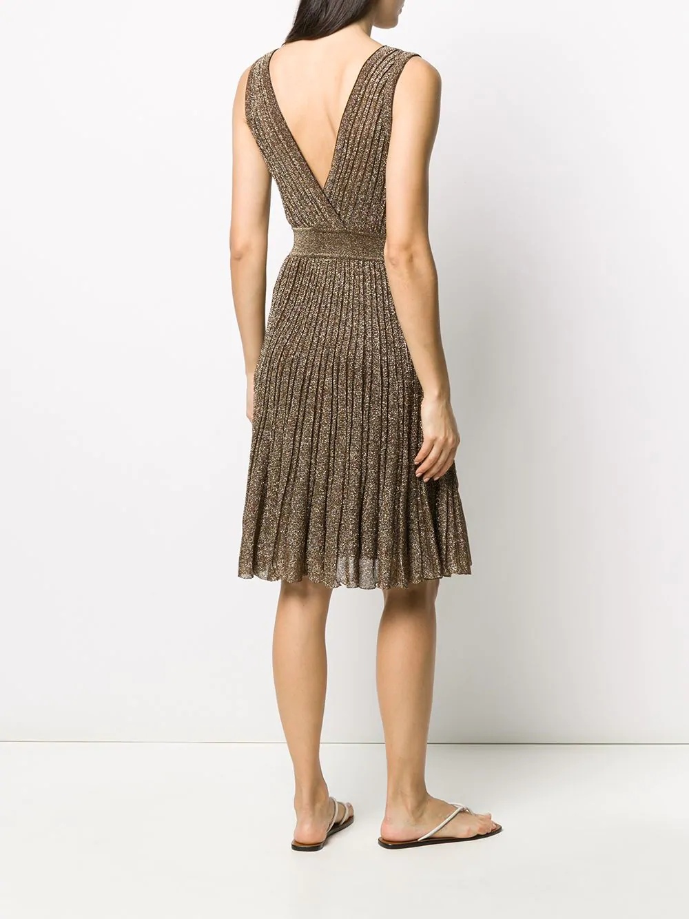 metallic pleated dress - 4