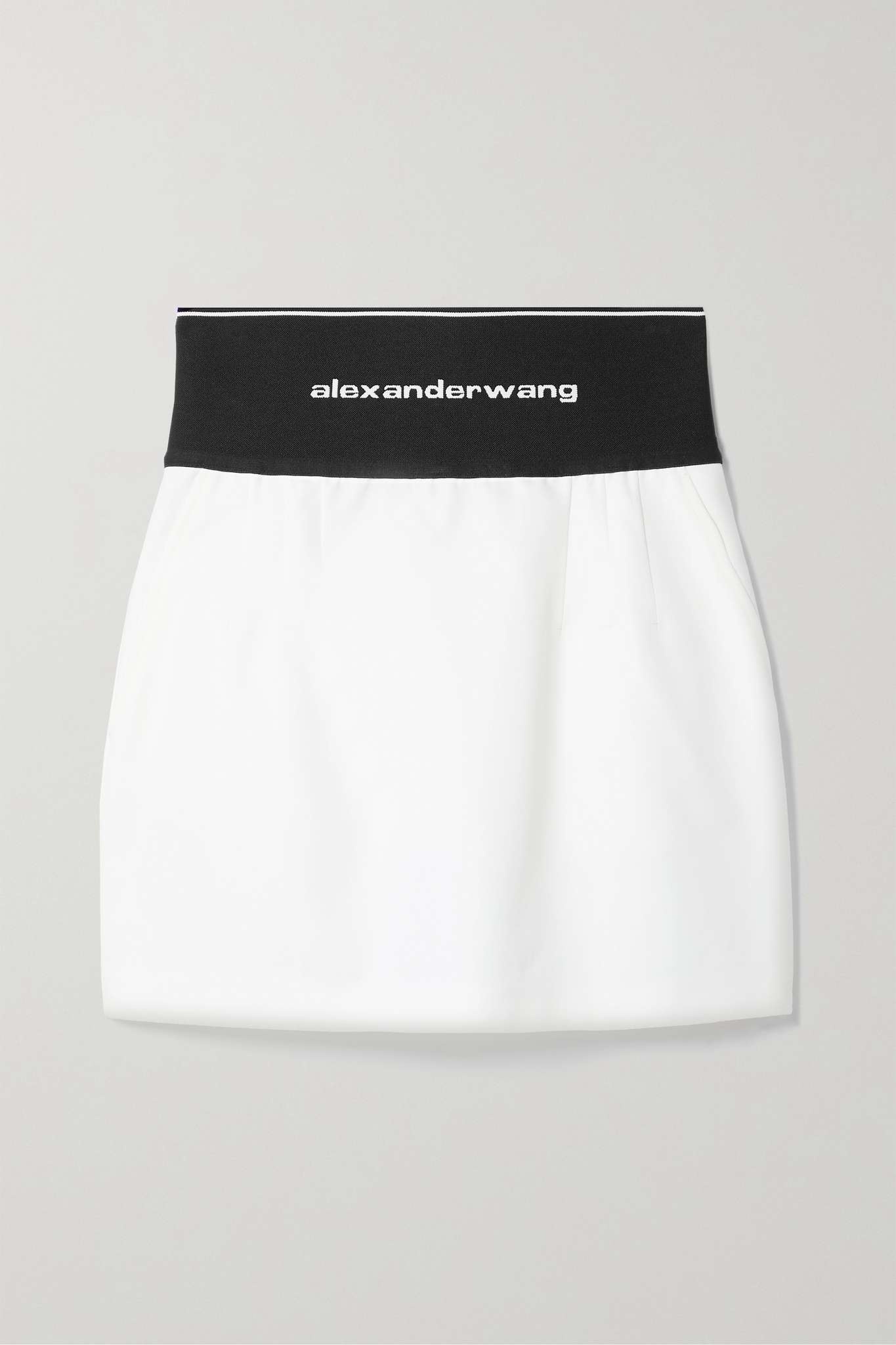 Jacquard-trimmed cotton-blend twill mini skirt - 1