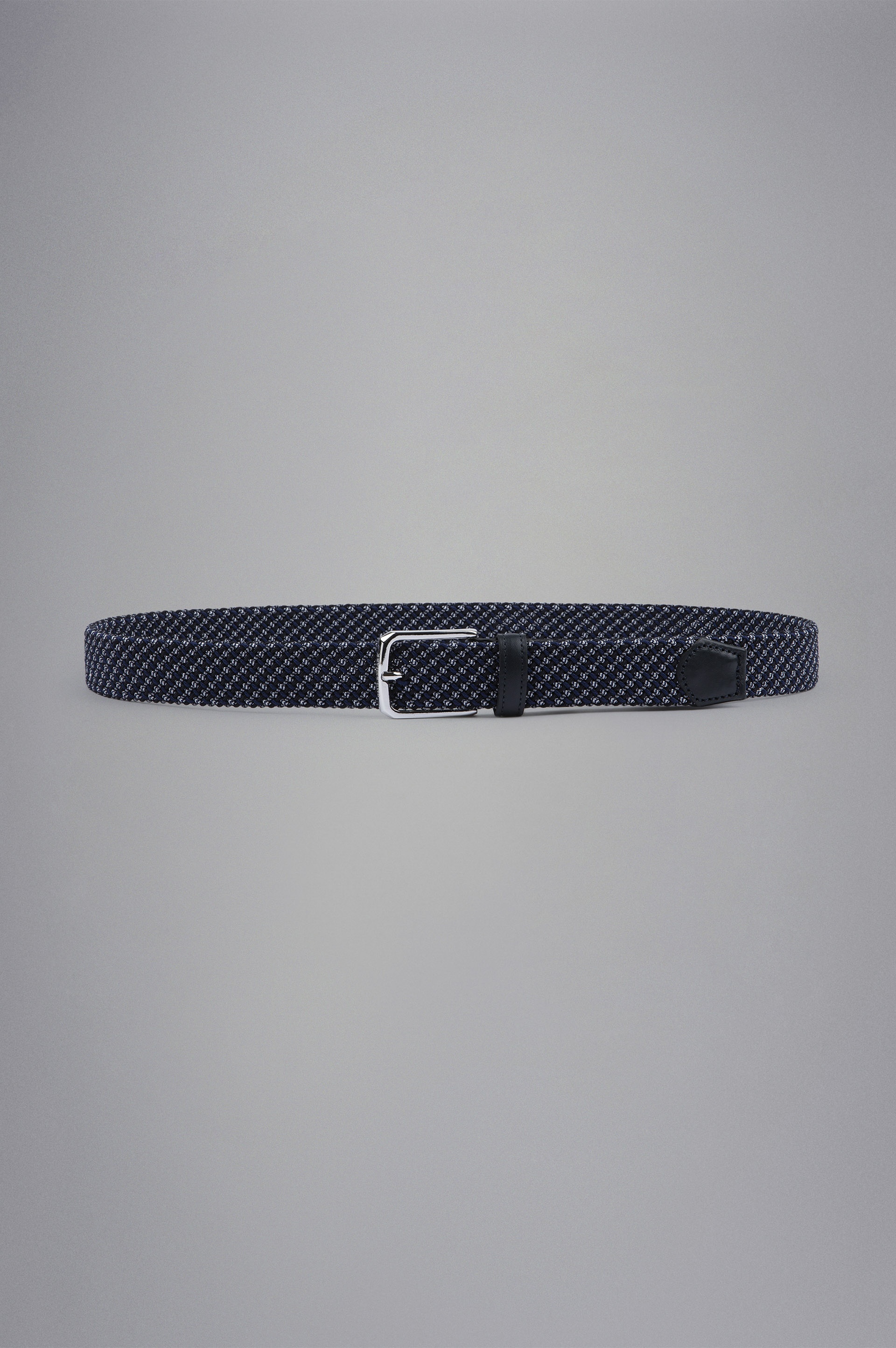 LEATHER TRIMMED WOVEN ELASTIC BELT - 1