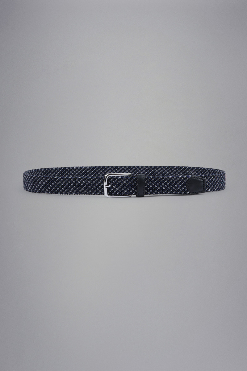 LEATHER TRIMMED WOVEN ELASTIC BELT 1