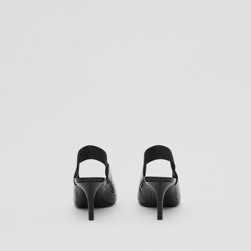 Embossed Leather Slingback Pumps 5