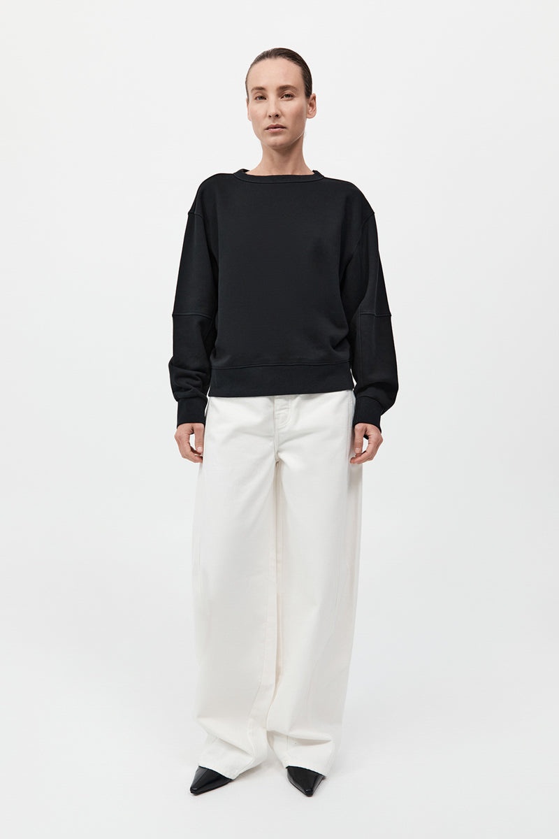 Organic Cotton Panelled Sweater - Black - 6